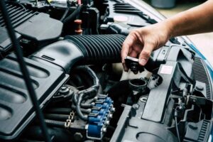 checking car radiator
